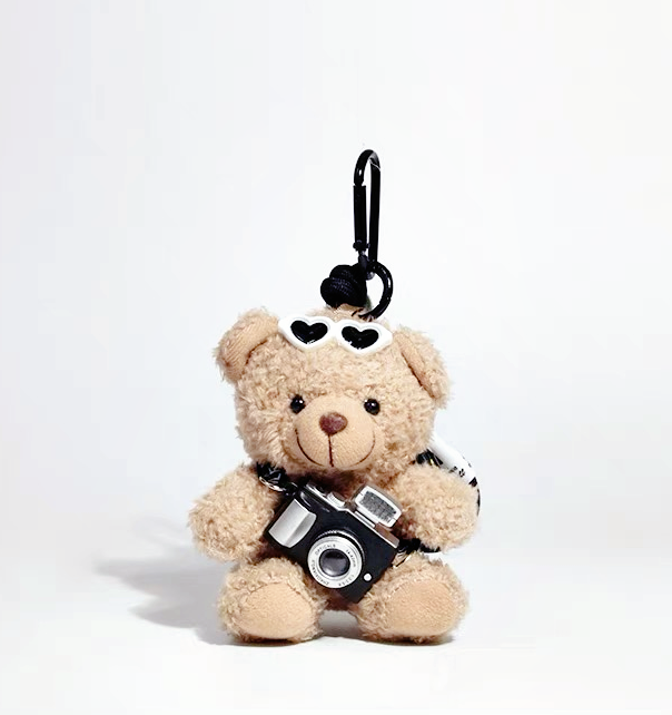 Pocket Joy DIY Mini Teddy Bear Keychain for Teen Girls - Customizable Backpack Charm, Soft Plush Gift for Spring 2025 School & Travel (11cm)